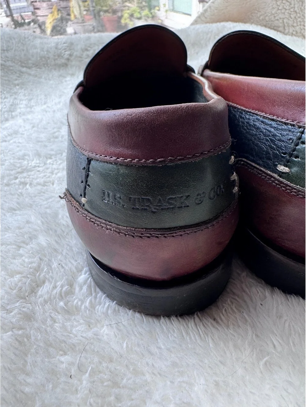 H.S. Trask men’s two-tone leather penny loafers, made in Brazil- Size 9.5